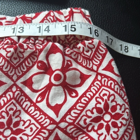 BODEN PULL ON LINEN TROUSER Pant Poinsettia Red Block Pome Mid Rise Sz 10 - Picture 15 of 16